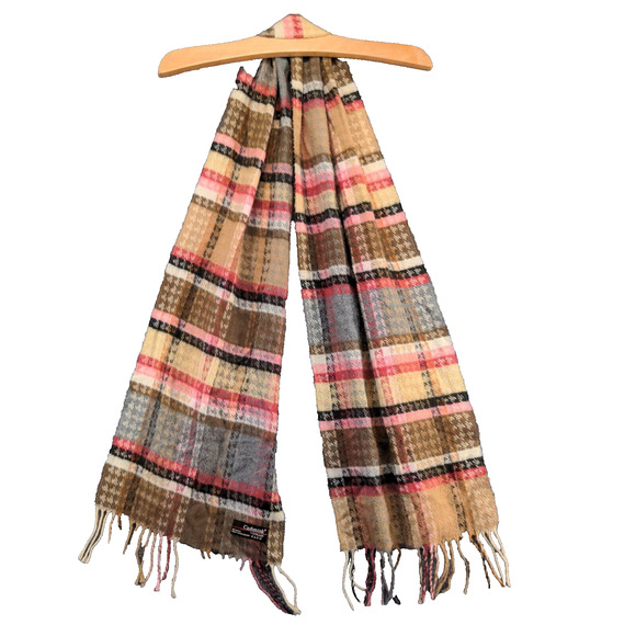 V. Fraas Cashmink Womens Scarf Multi Size 11x63.5 Knit 100% Acrylic Plaid - Picture 5 of 5